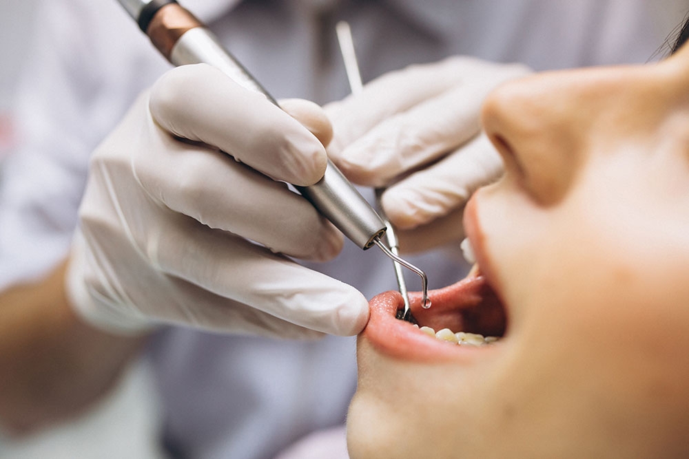 teeth getting cleaned